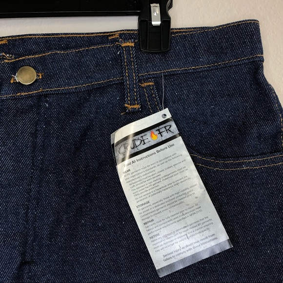 NWT Crude Fr Mens Work Jeans Size 38 X 34 Fire Resistant Blue Denim Pants - Picture 2 of 8